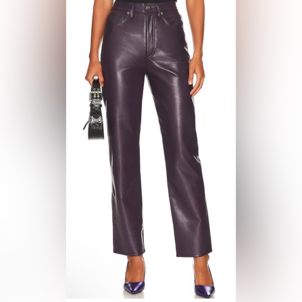 Agolde Purple Leather Pants